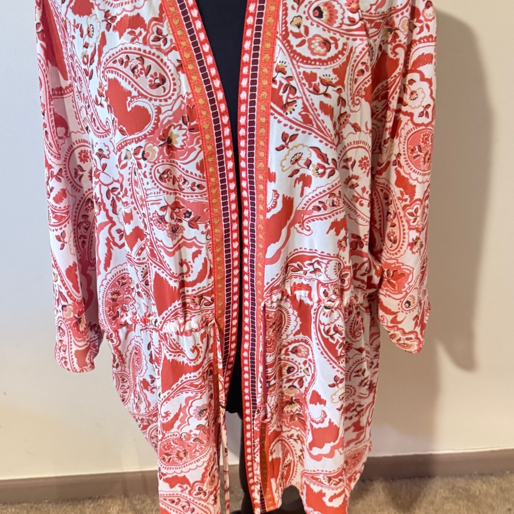DR2 Red and White Paisley Swim Coverup